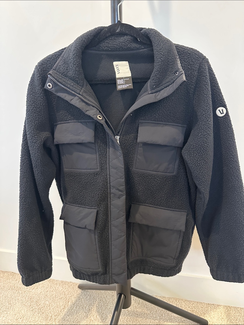 Vuori Black Teddy Sherpa Jacket with Utility Pockets